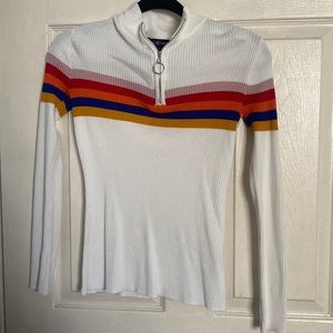 White with rainbow long sleeve